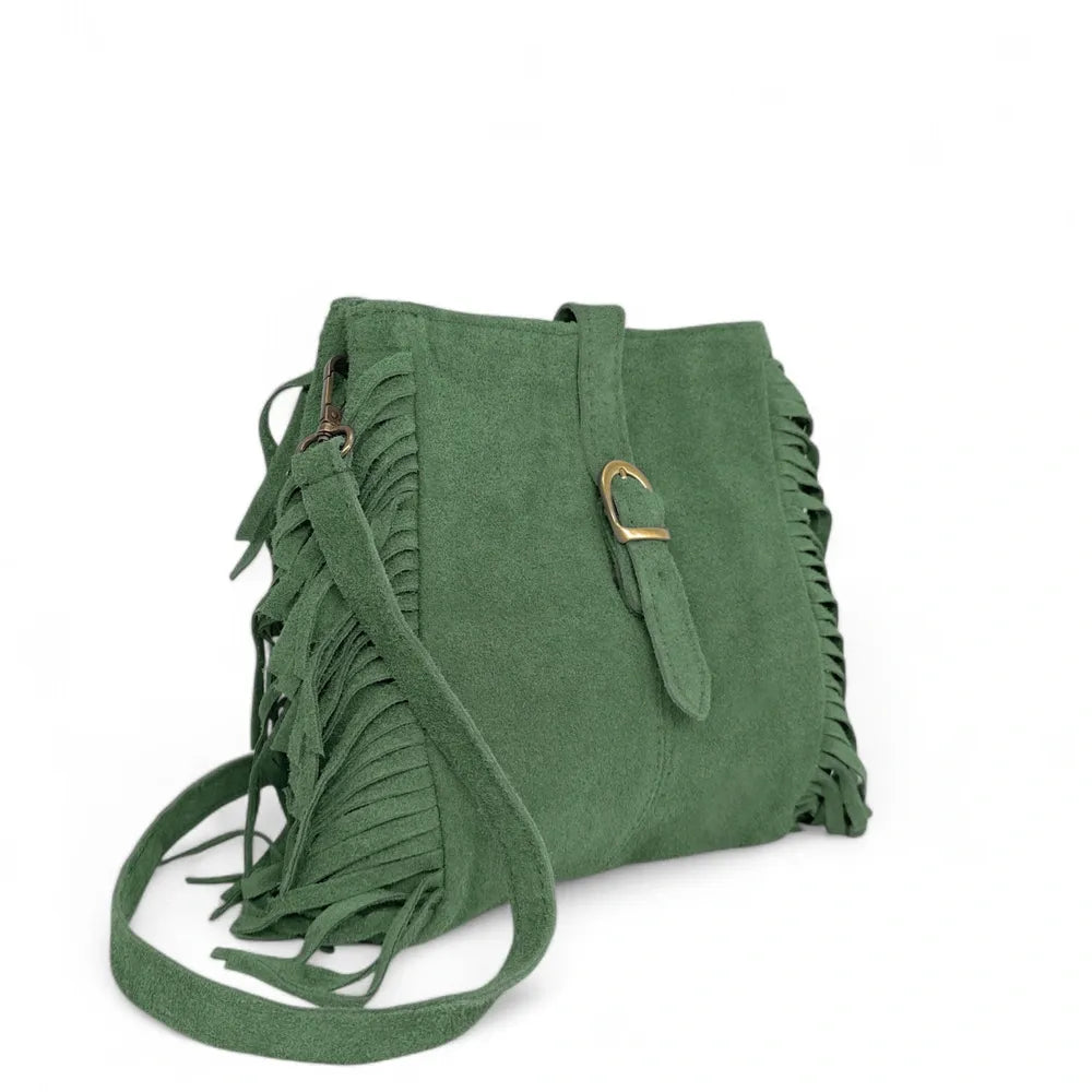 Sac bandoulière en croûte de cuir CHEYENNE Vert anglais