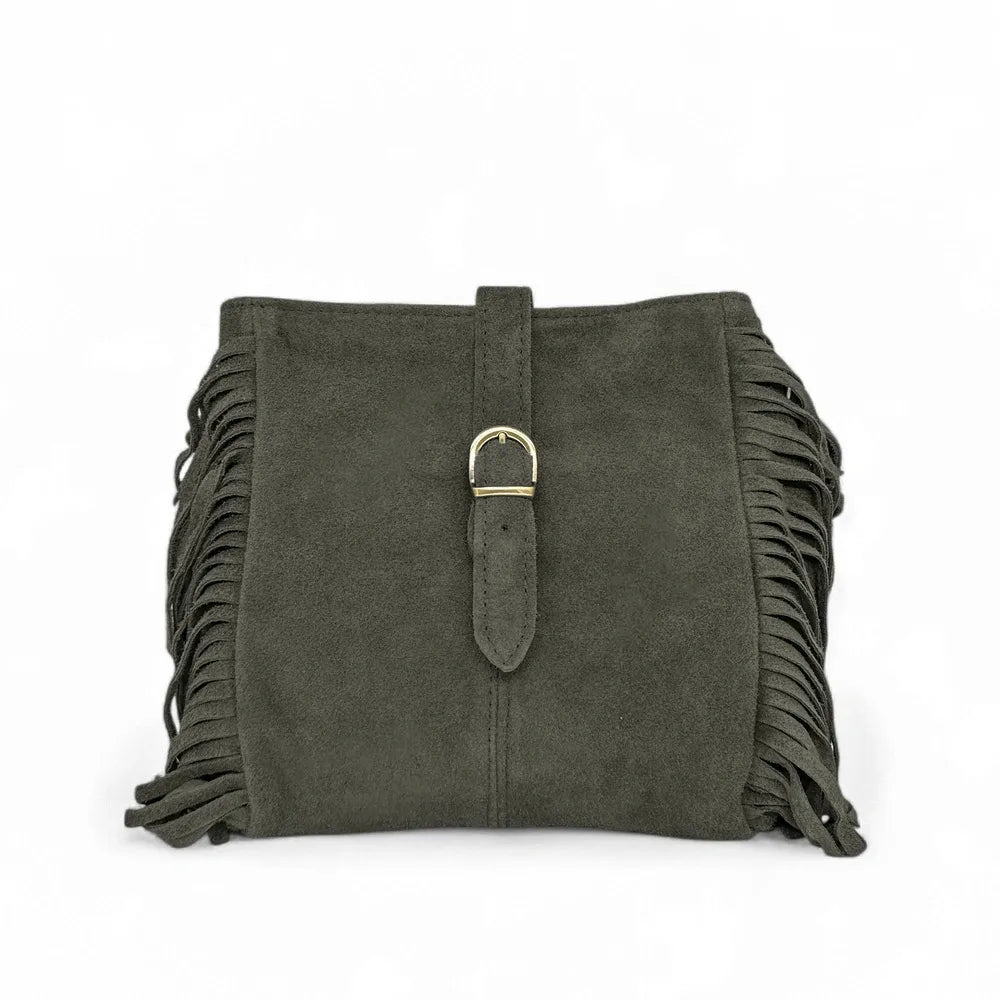 Sac bandoulière en croûte de cuir CHEYENNE Kaki
