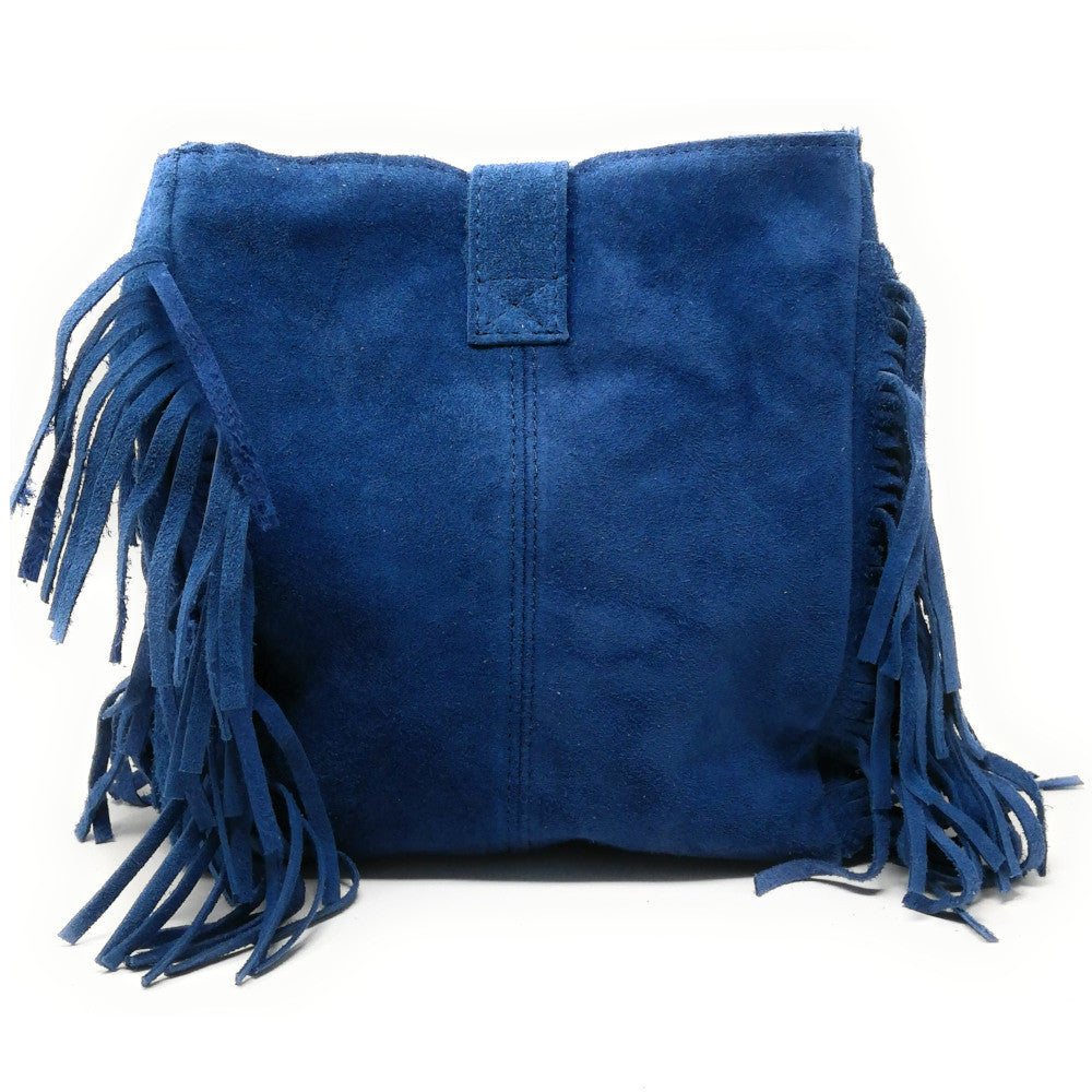 Sac bandoulière en croûte de cuir CHEYENNE Bleu