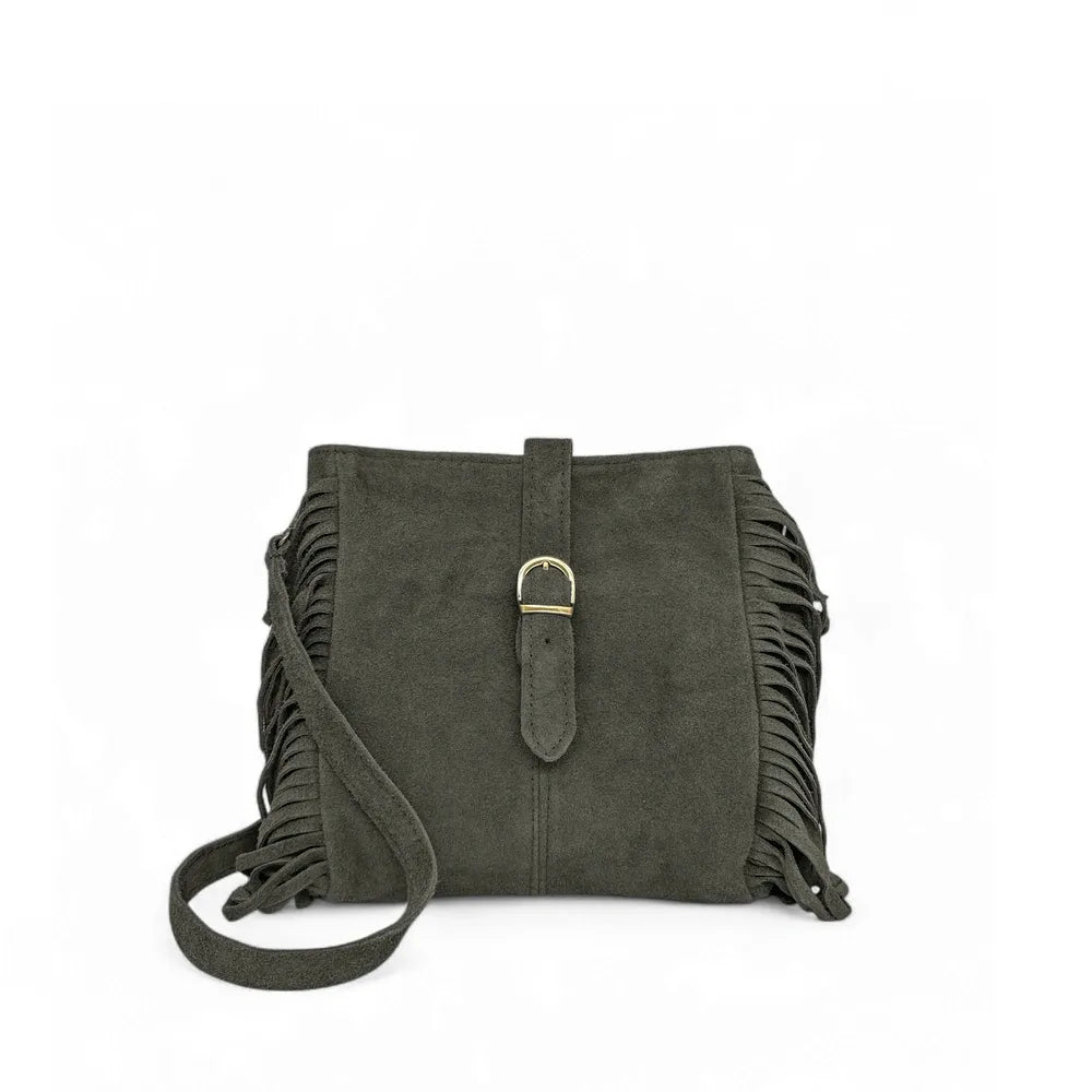 Sac bandoulière en croûte de cuir CHEYENNE Kaki