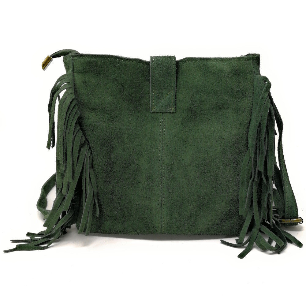 Sac bandoulière en croûte de cuir CHEYENNE Vert forêt
