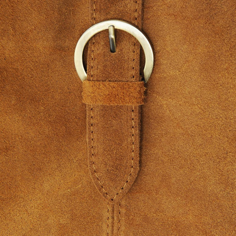 Sac bandoulière en croûte de cuir CHEYENNE Cognac foncé