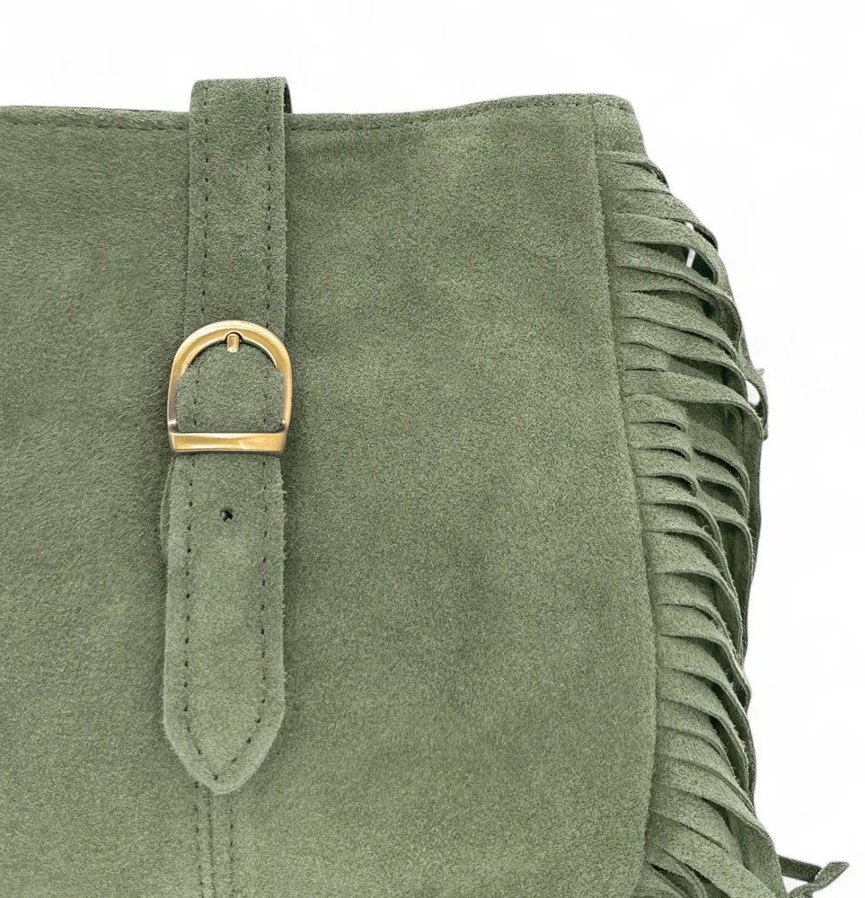 Sac bandoulière en croûte de cuir CHEYENNE Vert amande