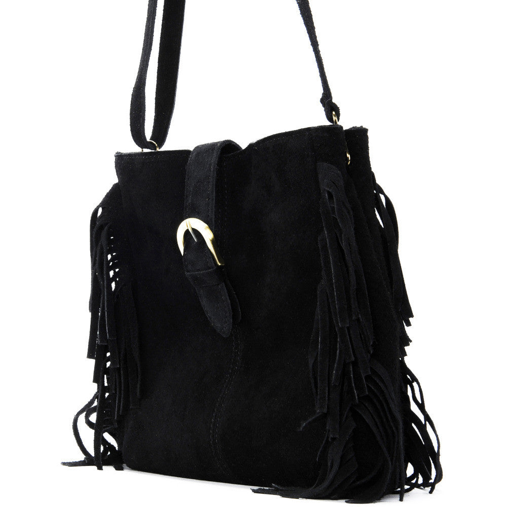 Sac bandoulière en croûte de cuir CHEYENNE Noir