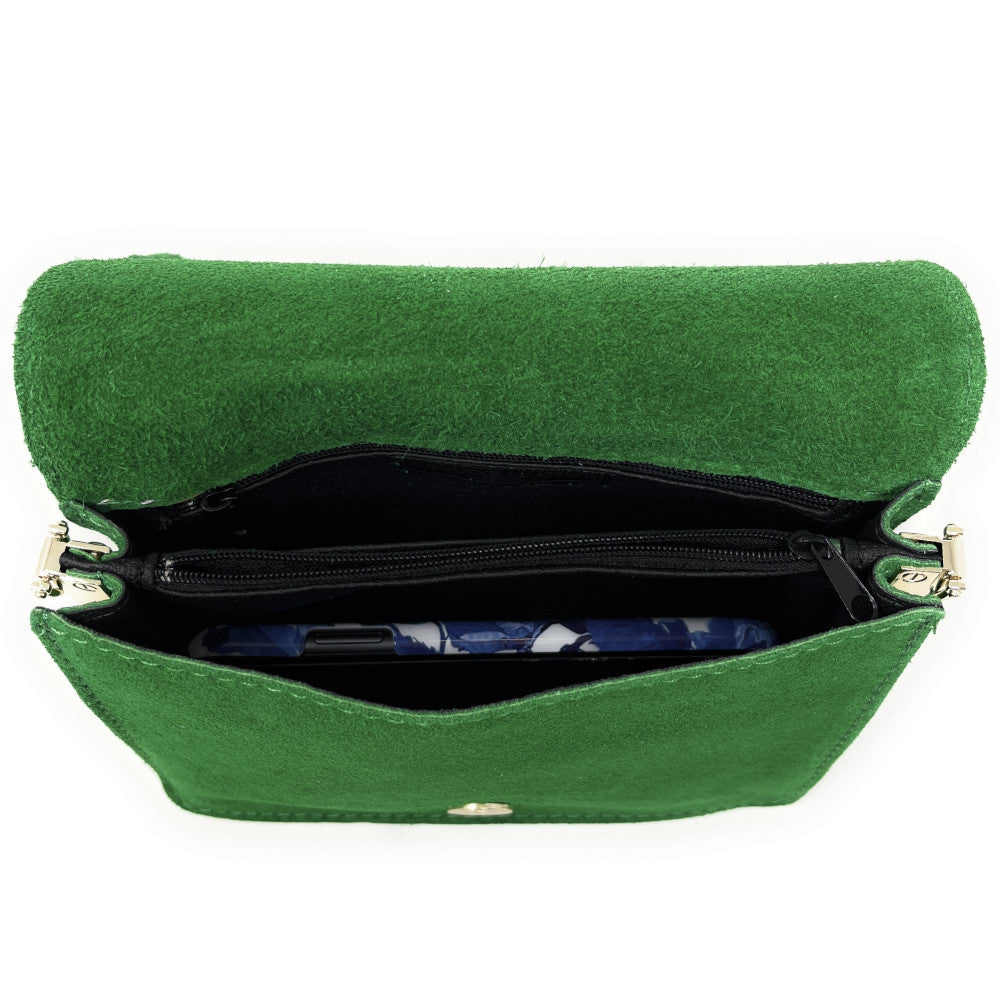 Sac bandoulière en croûte de cuir LITTLE ITALY Vert anglais