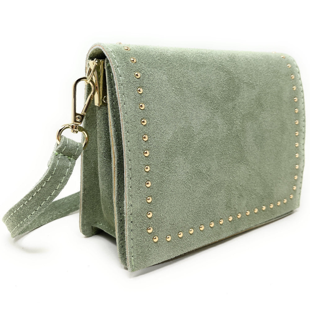 Sac bandoulière en croûte de cuir LITTLE ITALY Vert pastel