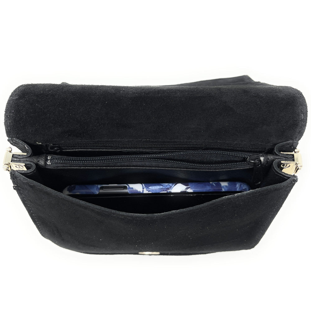 Sac bandoulière en croûte de cuir LITTLE ITALY Noir