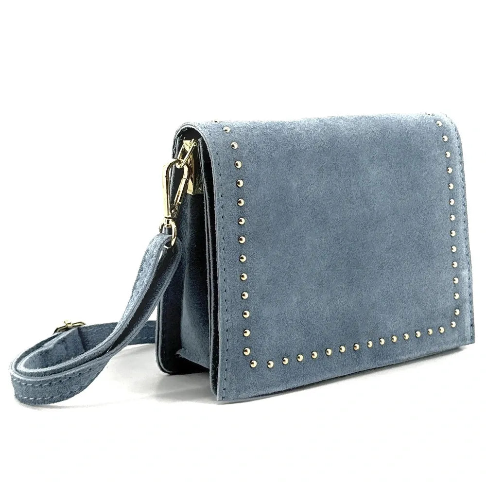 Sac bandoulière en croûte de cuir LITTLE ITALY Bleu pastel
