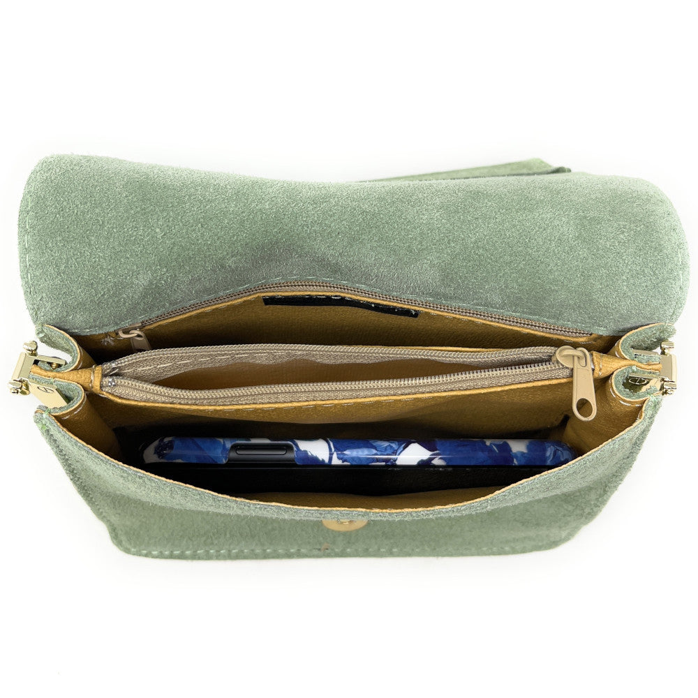 Sac bandoulière en croûte de cuir LITTLE ITALY Vert pastel