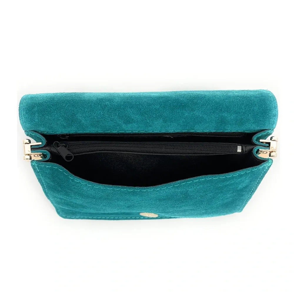 Sac bandoulière en croûte de cuir LITTLE ITALY Bleu turquoise