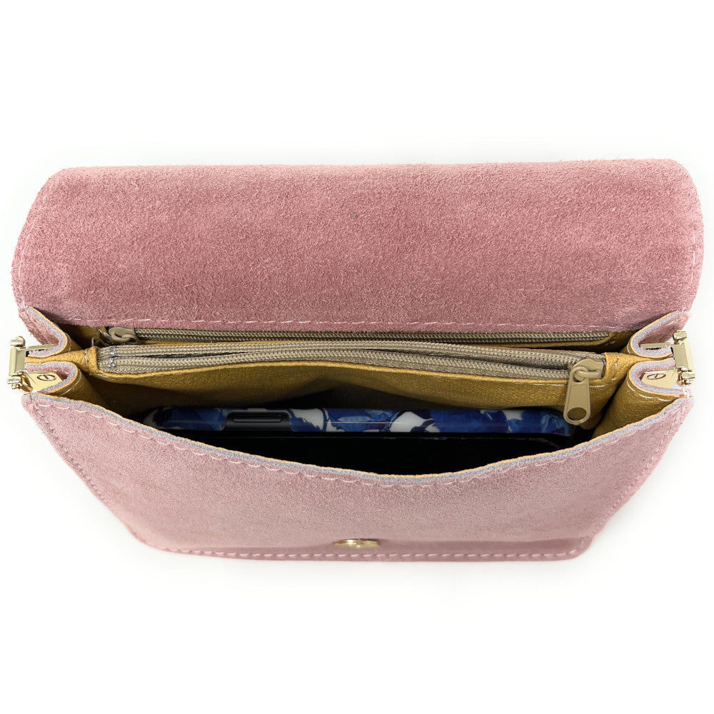 Sac bandoulière en croûte de cuir LITTLE ITALY Rose intense