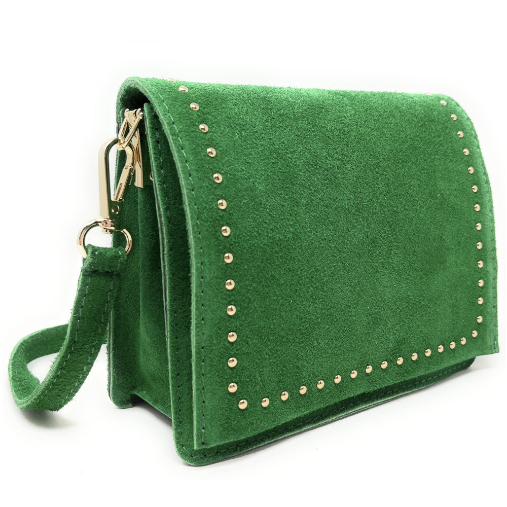 Sac bandoulière en croûte de cuir LITTLE ITALY Vert anglais