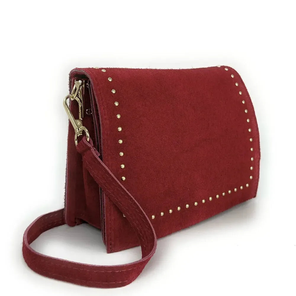 Sac bandoulière en croûte de cuir LITTLE ITALY Rouge intense