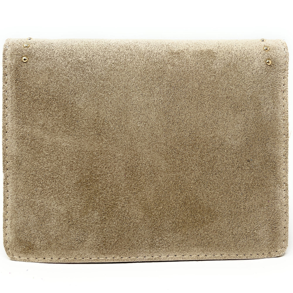 Sac bandoulière en croûte de cuir LITTLE ITALY Taupe clair