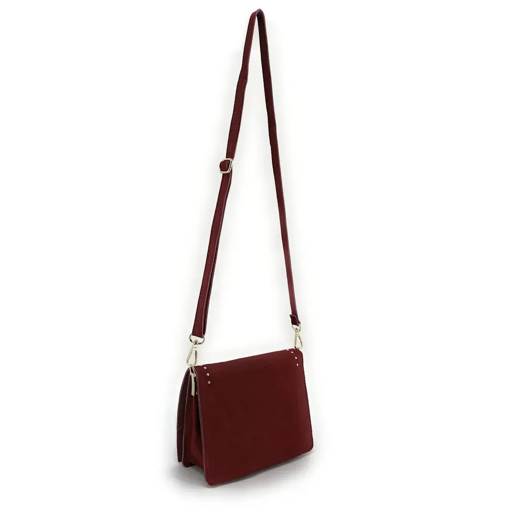 Sac bandoulière en croûte de cuir LITTLE ITALY Rouge intense