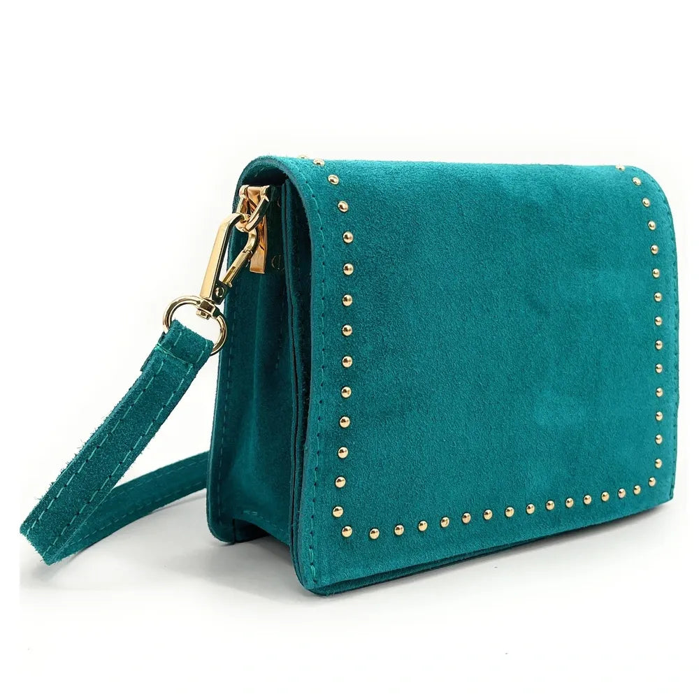 Sac bandoulière en croûte de cuir LITTLE ITALY Bleu turquoise