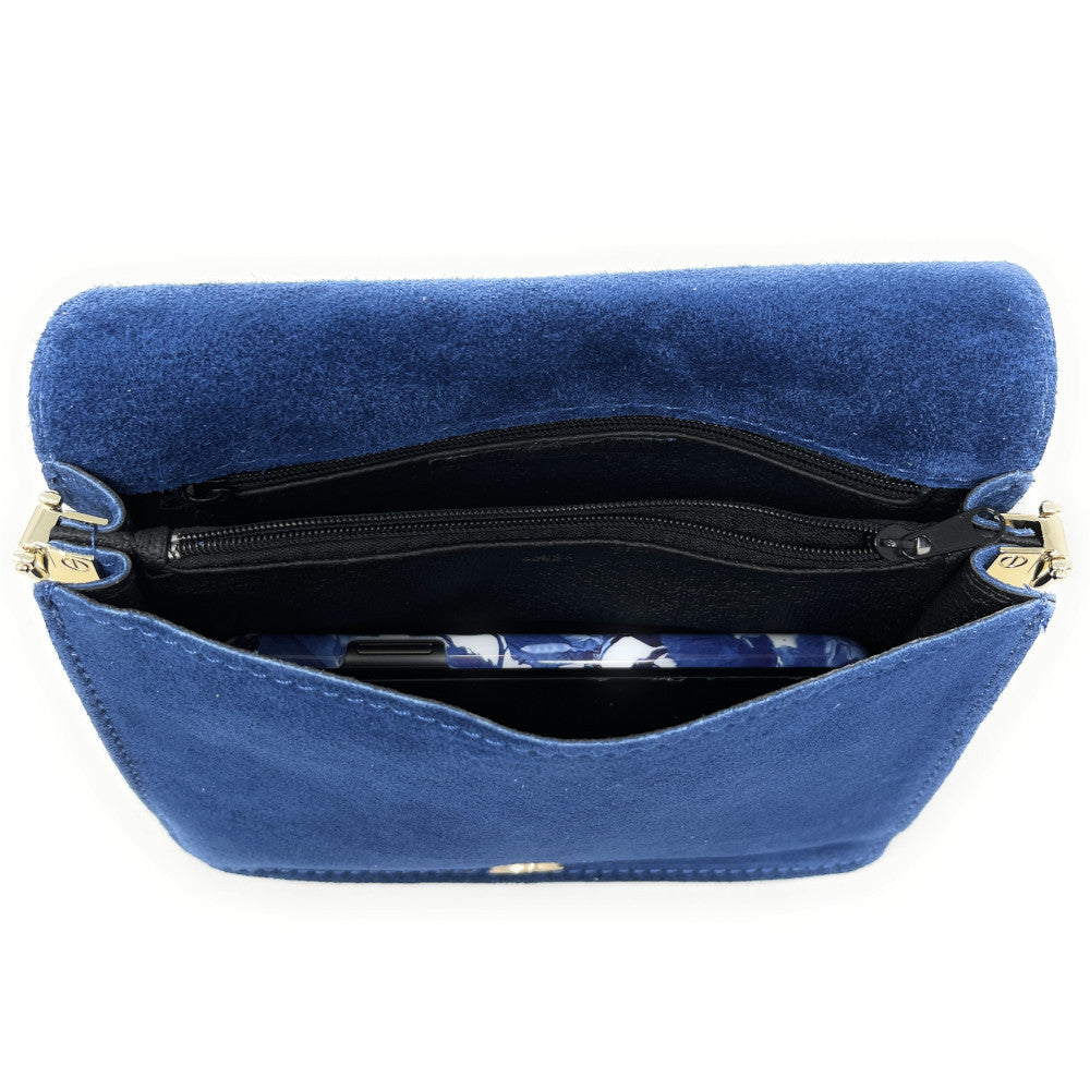 Sac bandoulière en croûte de cuir LITTLE ITALY Bleu