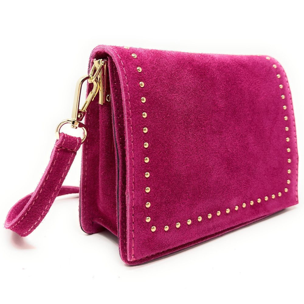Sac bandoulière en croûte de cuir LITTLE ITALY Rose fuchsia