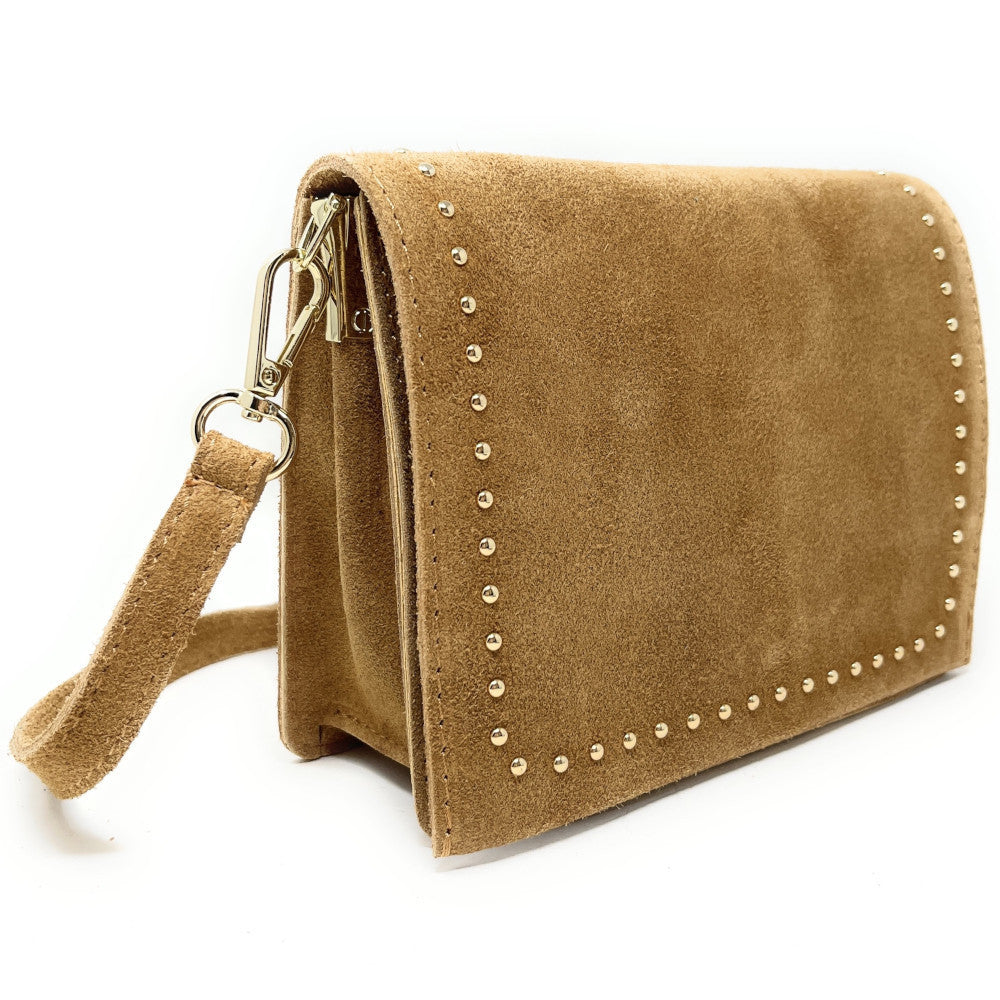 Sac bandoulière en croûte de cuir LITTLE ITALY Camel