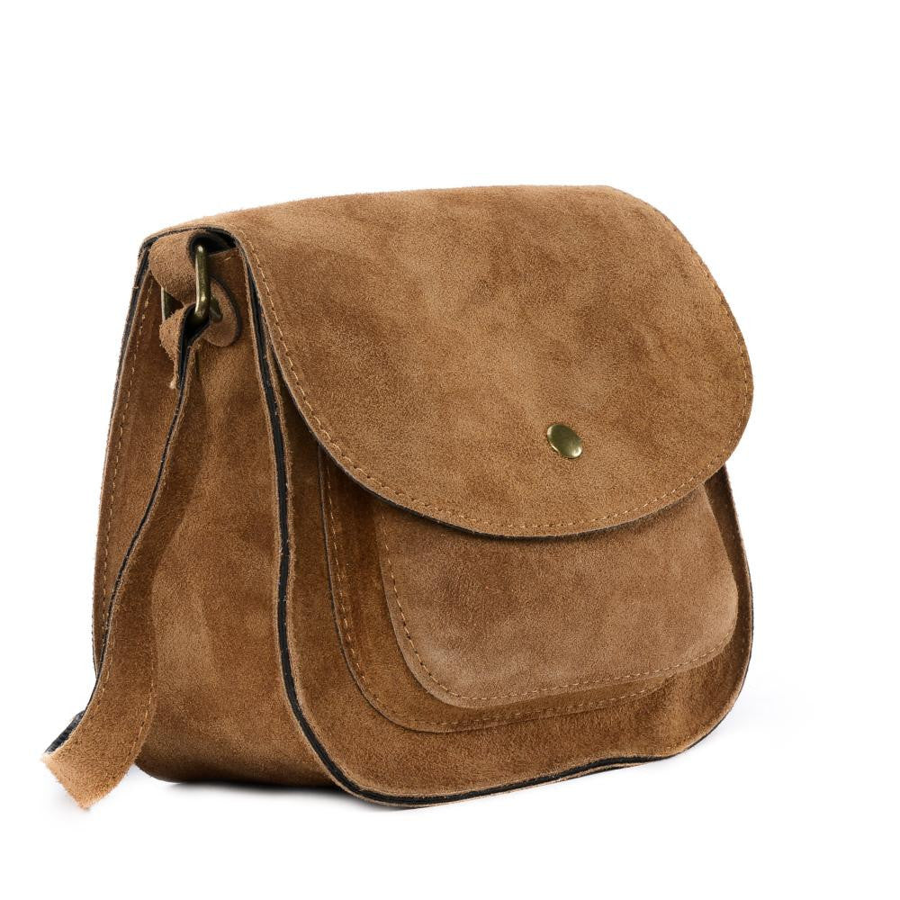 Sac bandoulière en croûte de cuir PACHUCA Camel foncé