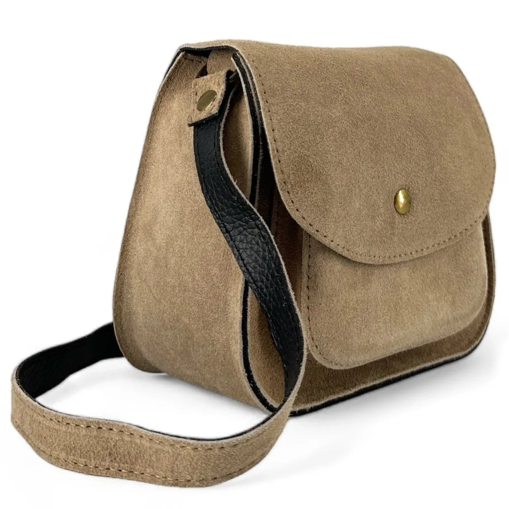 Sac bandoulière en croûte de cuir PACHUCA Taupe clair