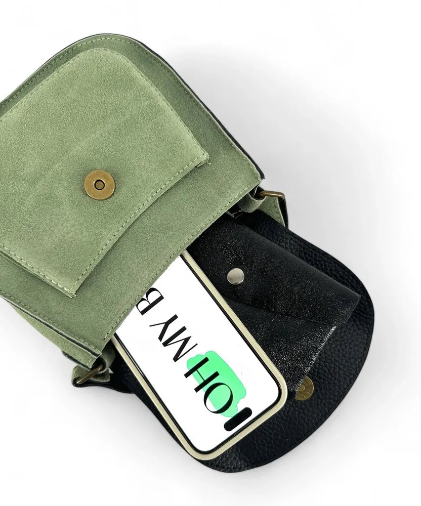 Sac bandoulière en croûte de cuir PACHUCA Vert amande