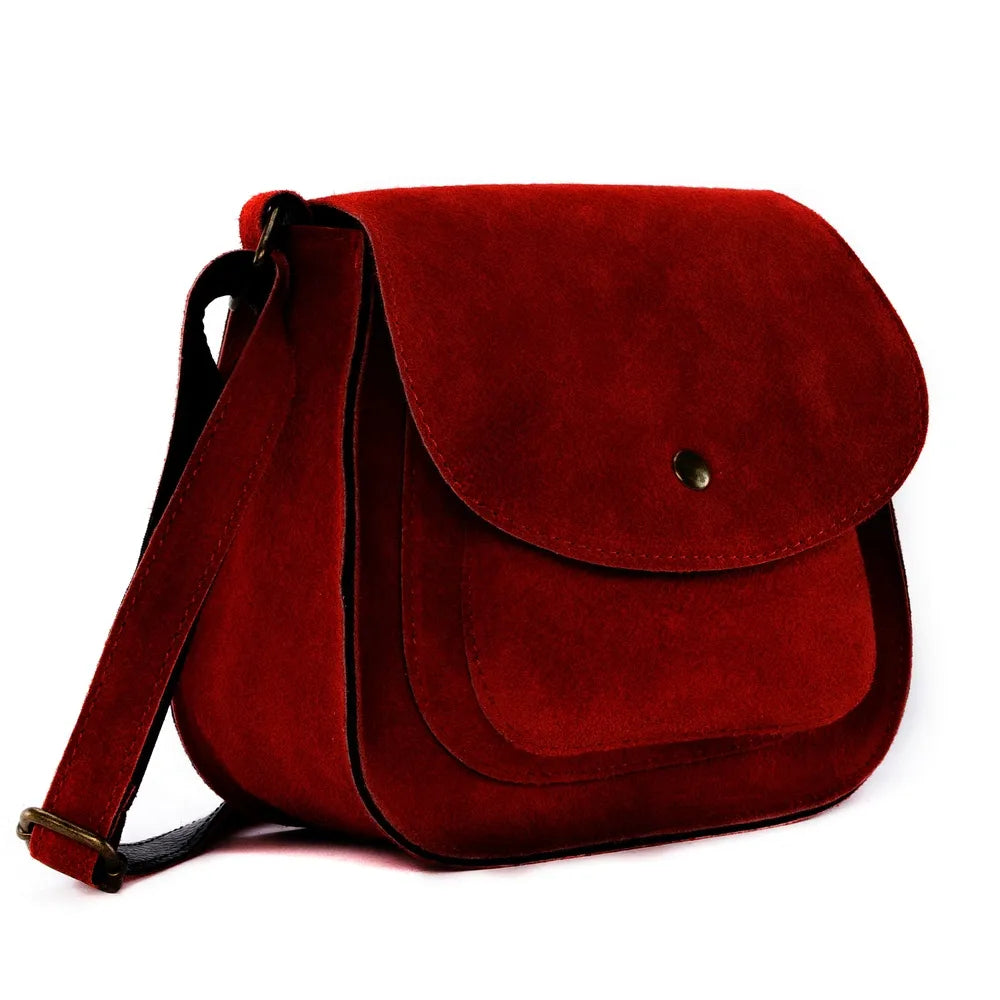 Sac bandoulière en croûte de cuir PACHUCA Rouge foncé