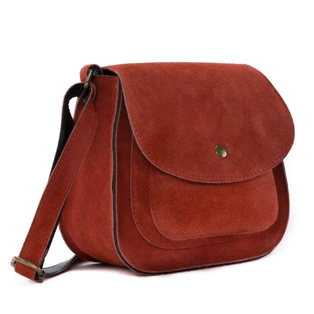 Sac bandoulière en croûte de cuir PACHUCA Rouge garance
