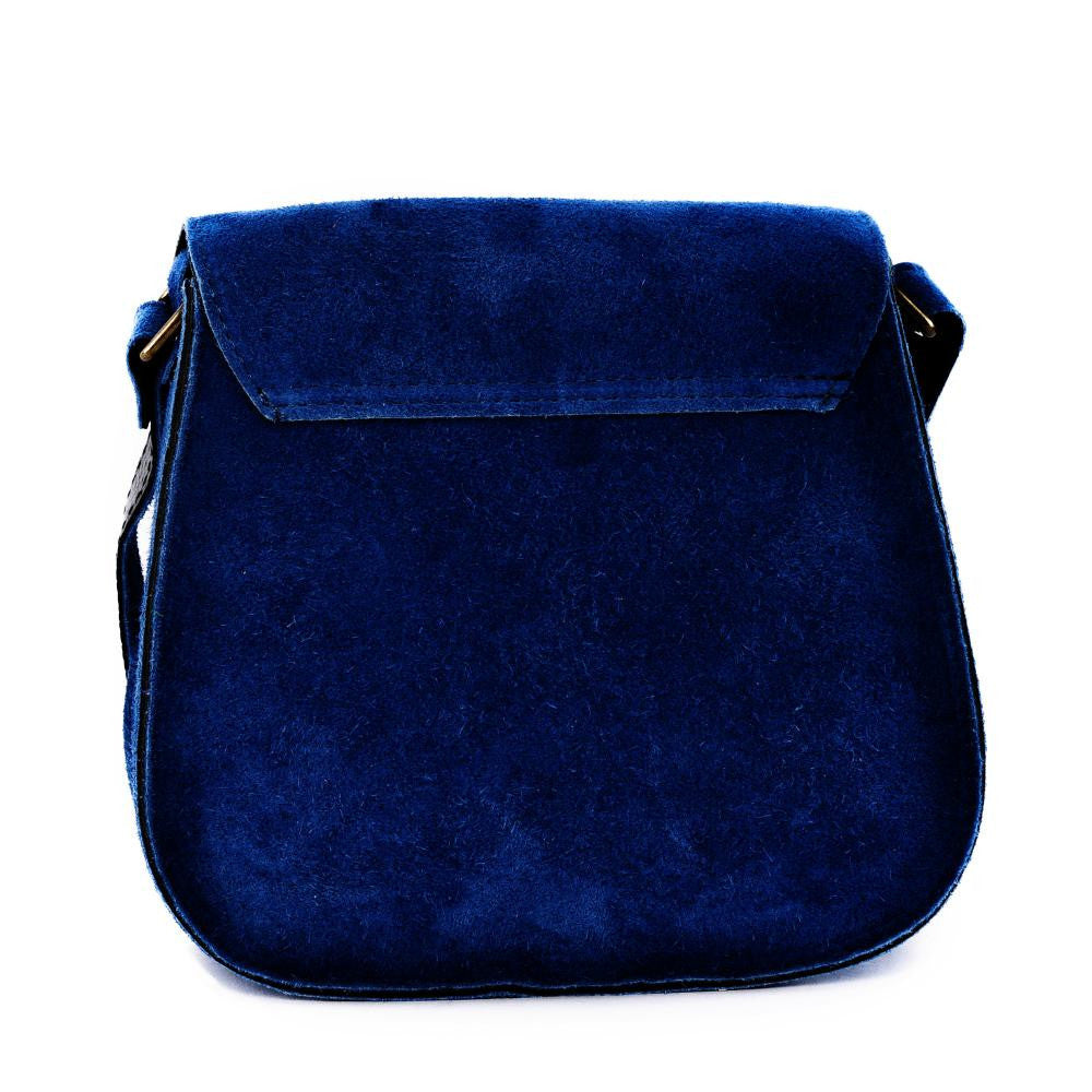 Sac bandoulière en croûte de cuir PACHUCA Bleu marine