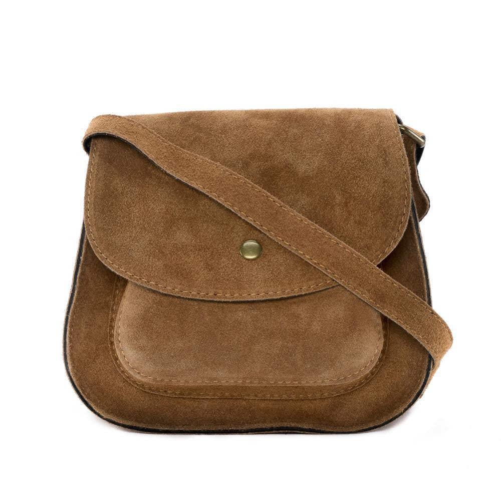 Sac bandoulière en croûte de cuir PACHUCA Camel foncé
