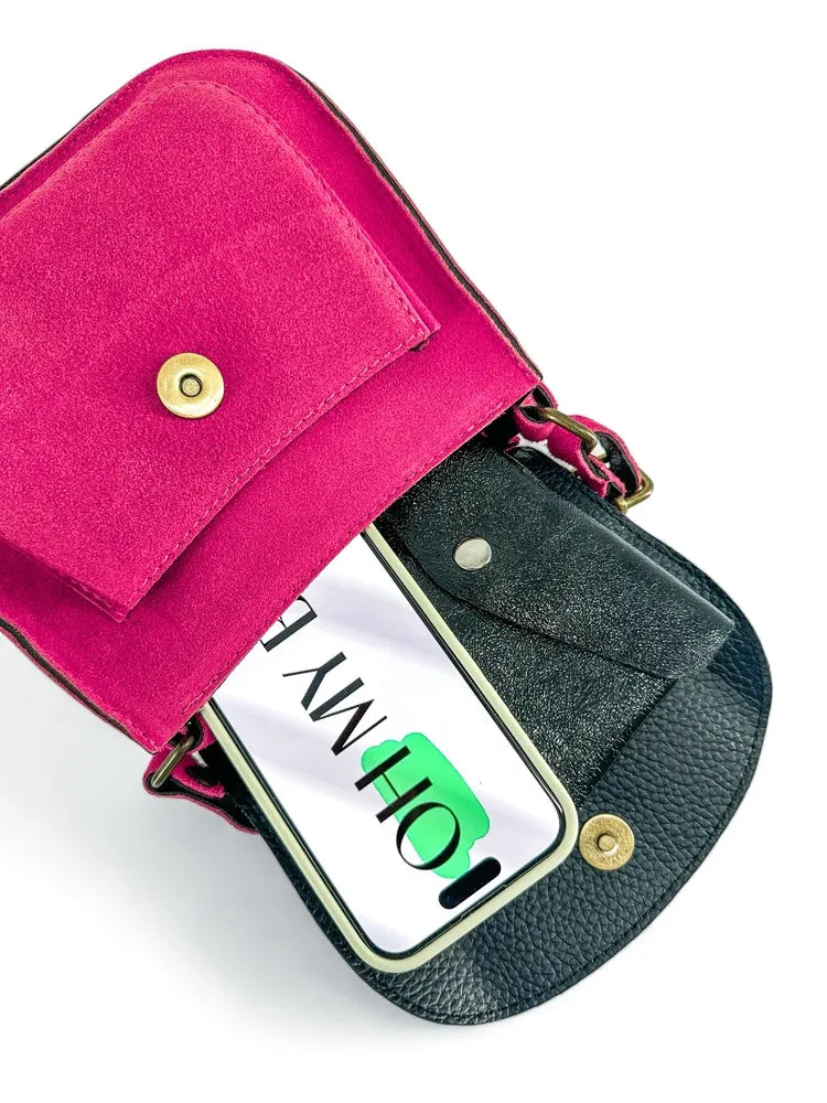 Sac bandoulière en croûte de cuir PACHUCA Rose fuchsia