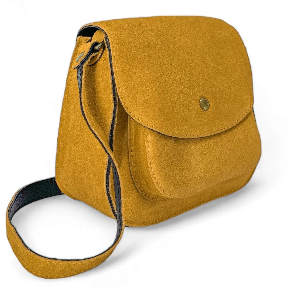 Sac bandoulière en croûte de cuir PACHUCA Jaune Moutarde