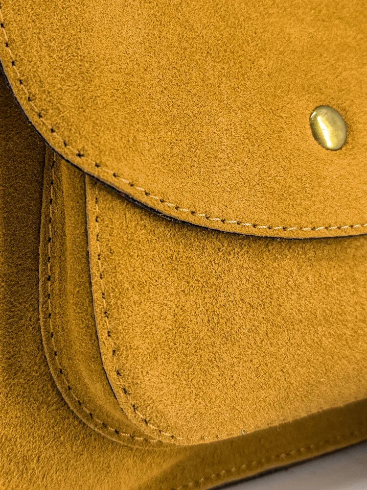 Sac bandoulière en croûte de cuir PACHUCA Jaune Moutarde