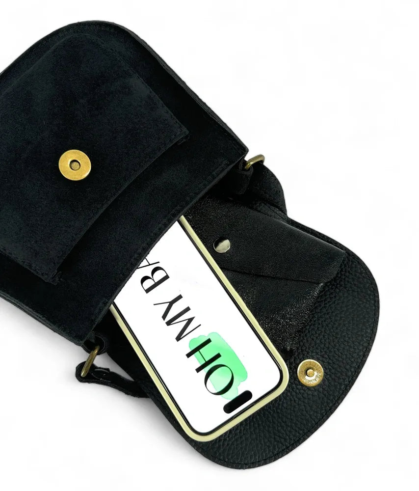 Sac bandoulière en croûte de cuir PACHUCA Noir