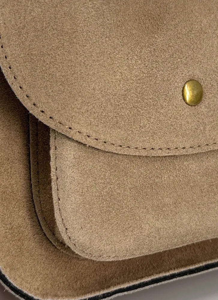 Sac bandoulière en croûte de cuir PACHUCA Taupe clair