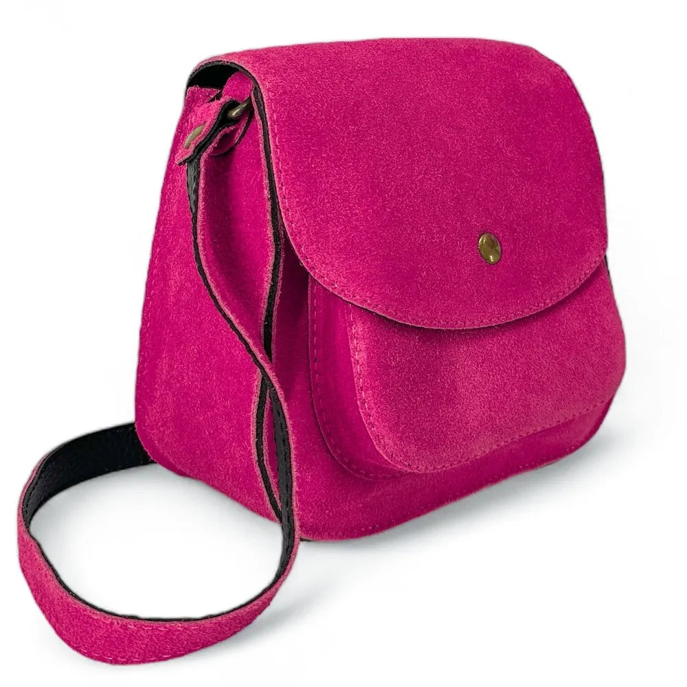 Sac bandoulière en croûte de cuir PACHUCA Rose fuchsia