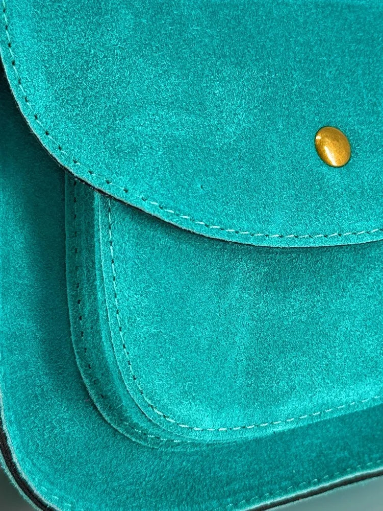 Sac bandoulière en croûte de cuir PACHUCA Bleu turquoise