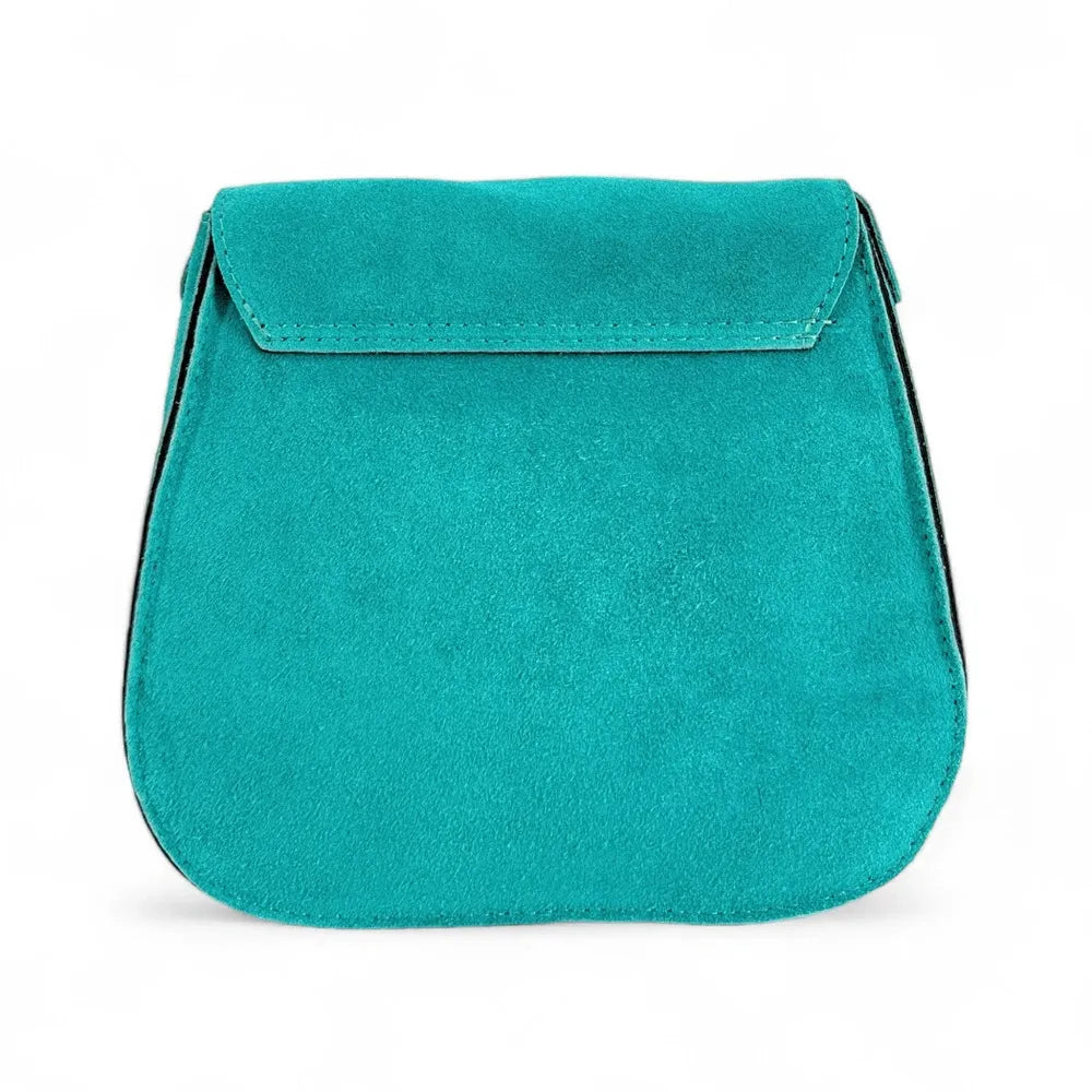 Sac bandoulière en croûte de cuir PACHUCA Bleu turquoise