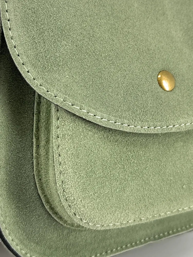 Sac bandoulière en croûte de cuir PACHUCA Vert amande