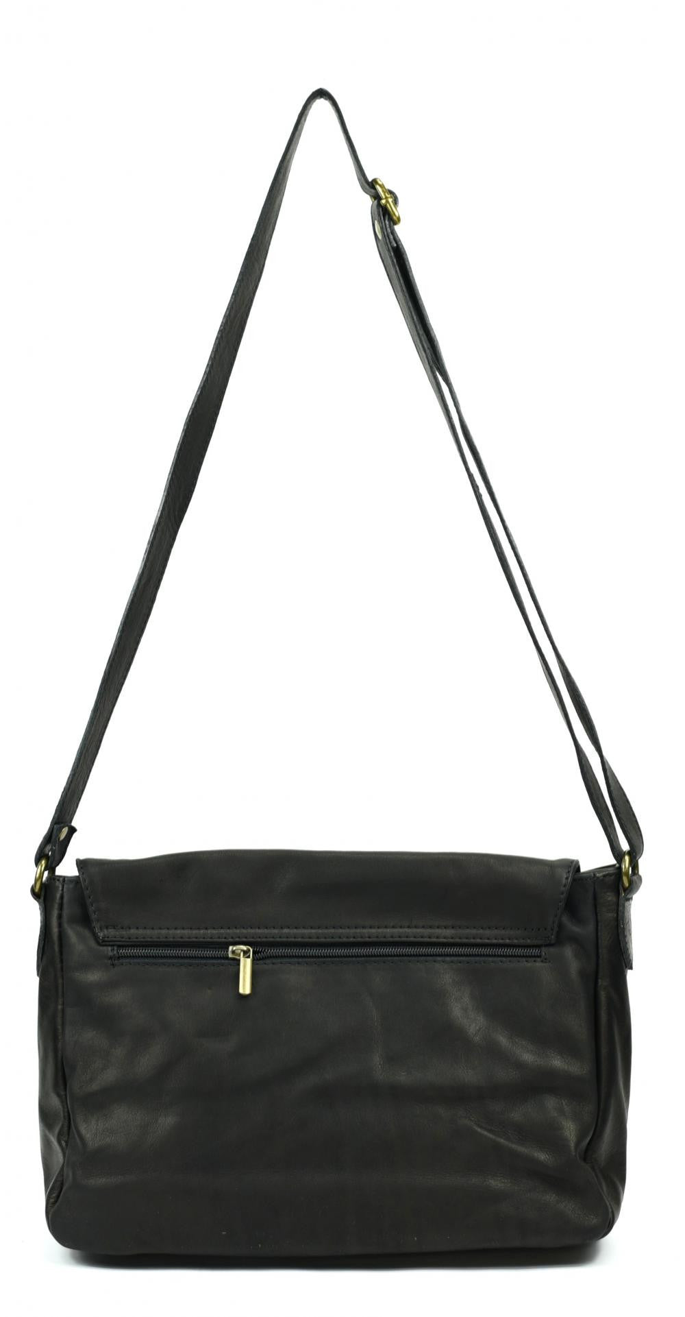 Sac bandoulière en cuir lisse BUFFALO Noir