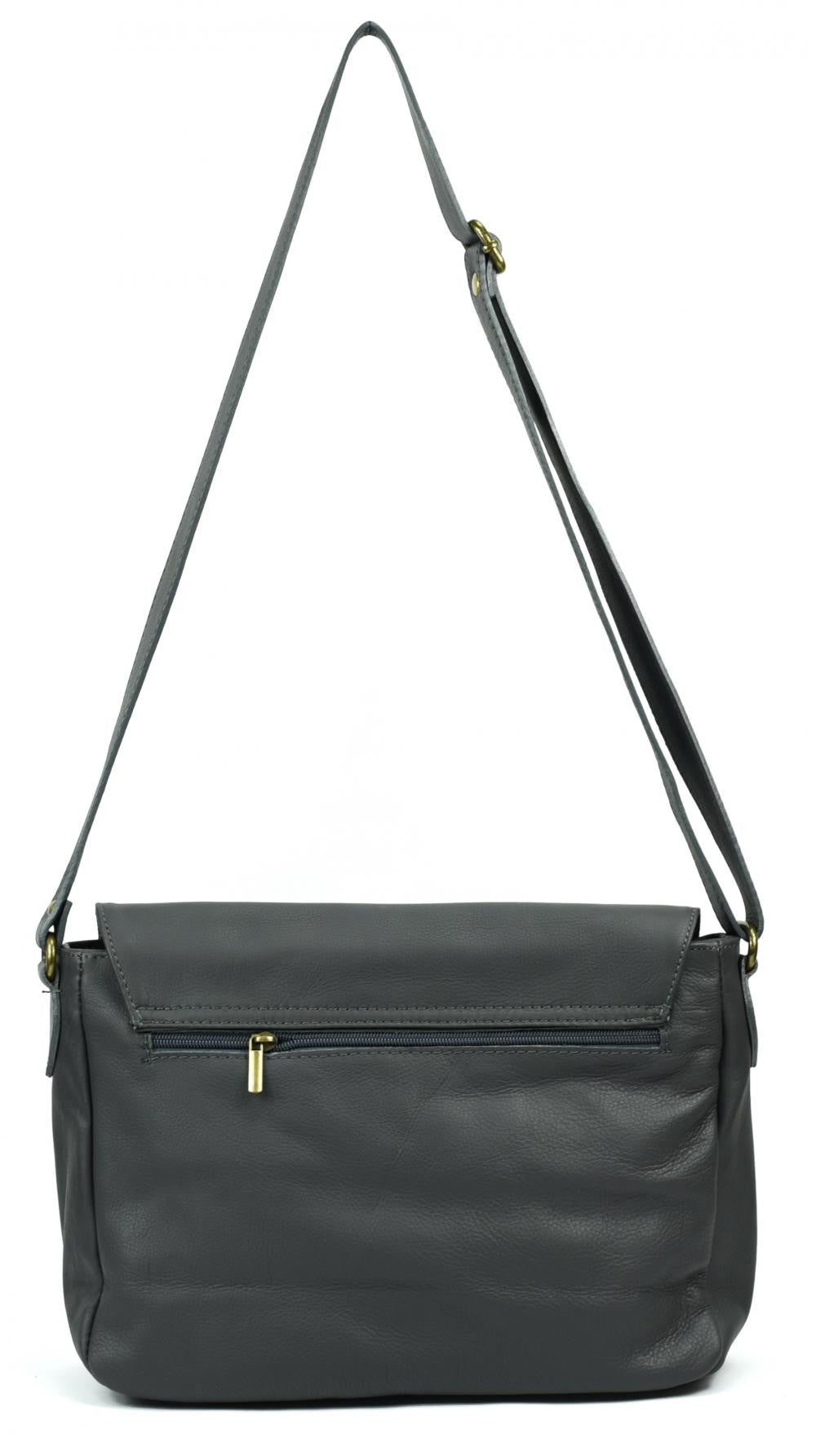 Sac bandoulière en cuir lisse BUFFALO Gris foncé