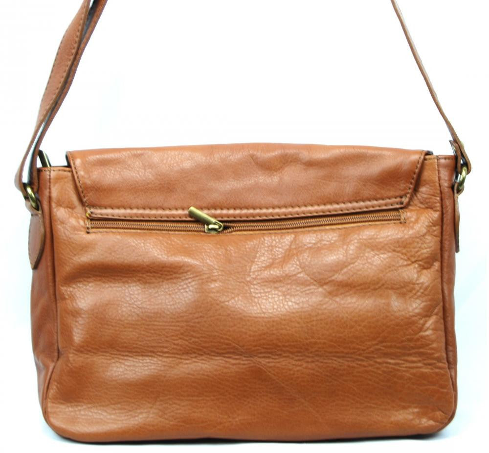 Sac bandoulière en cuir lisse BUFFALO Cognac foncé
