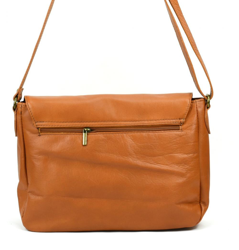Sac bandoulière en cuir lisse BUFFALO Cognac