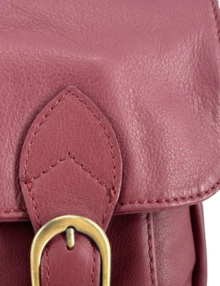 Sac bandoulière en cuir lisse BUFFALO Rouge bordeaux