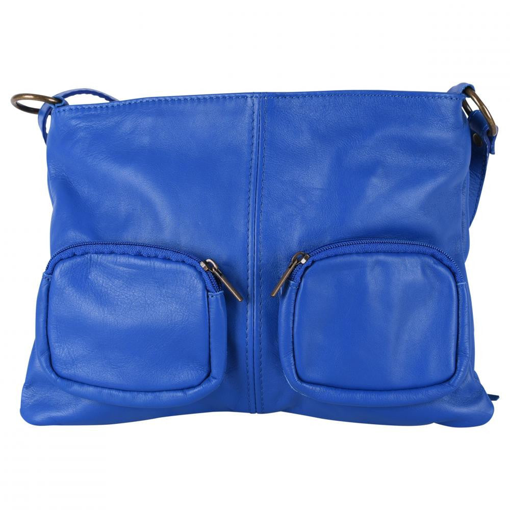 Sac bandoulière en cuir lisse LITTLE AVRIL Bleu roi