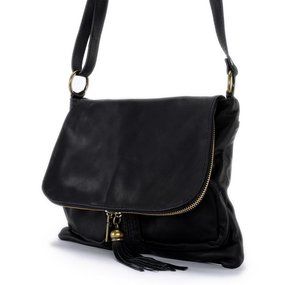 Sac bandoulière en cuir lisse LITTLE AVRIL Noir