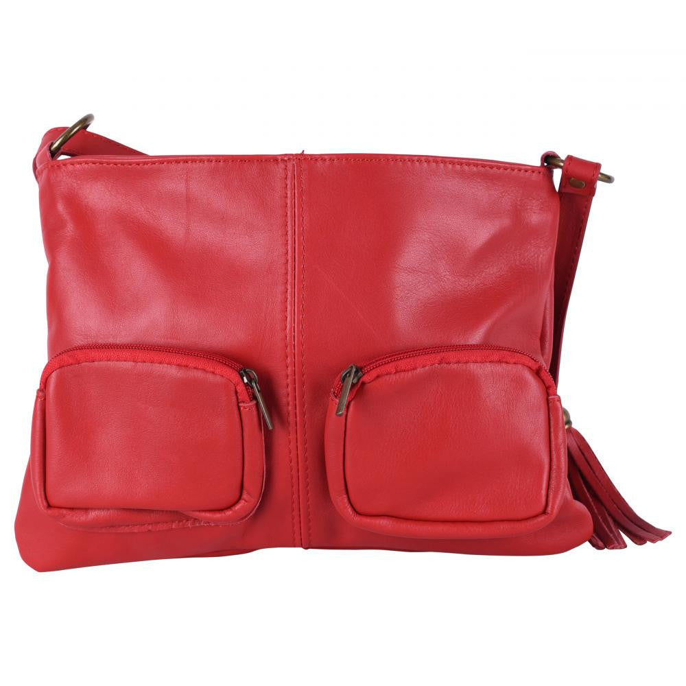 Sac bandoulière en cuir lisse LITTLE AVRIL Rouge garance