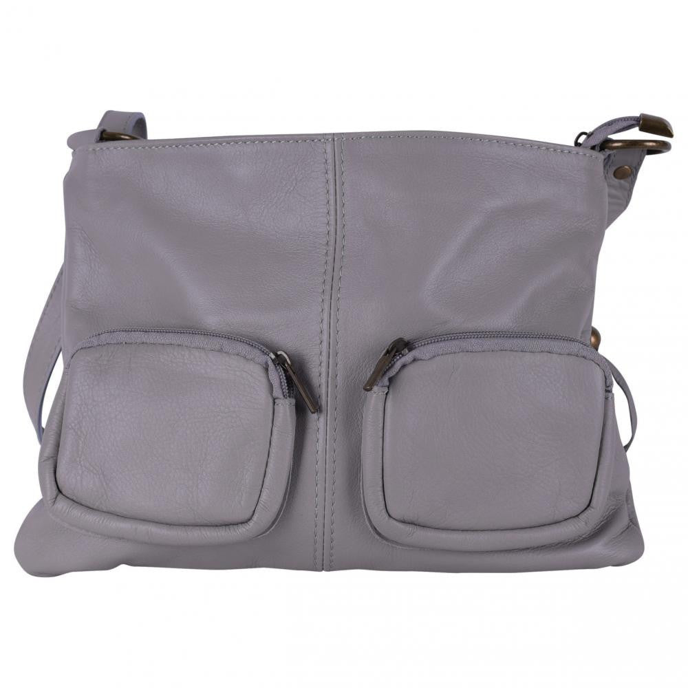 Sac bandoulière en cuir lisse LITTLE AVRIL Gris foncé