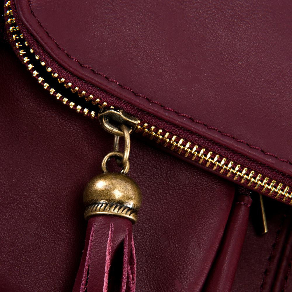 Sac bandoulière en cuir lisse LITTLE AVRIL Prune
