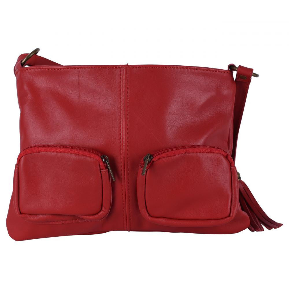 Sac bandoulière en cuir lisse LITTLE AVRIL Rouge foncé